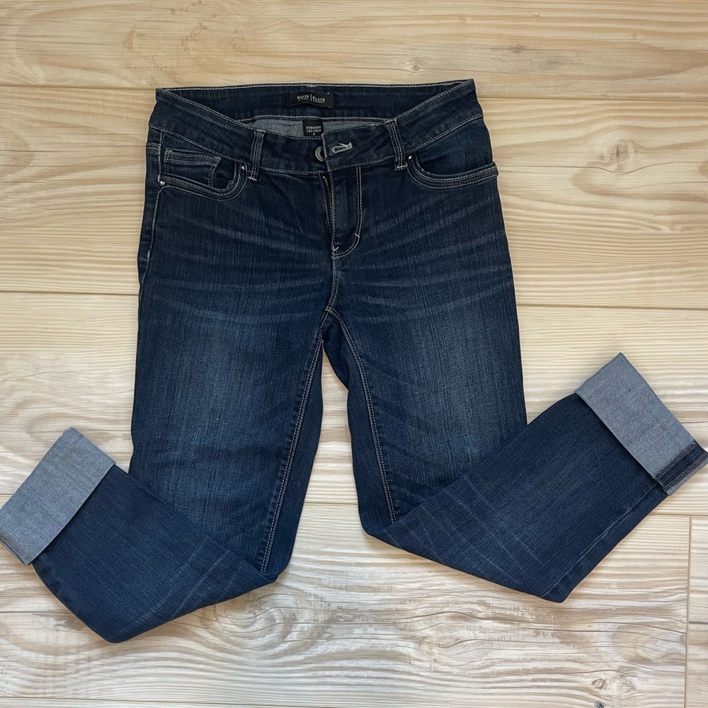 WHBM size 0 straight crop/capri dark wash jeans